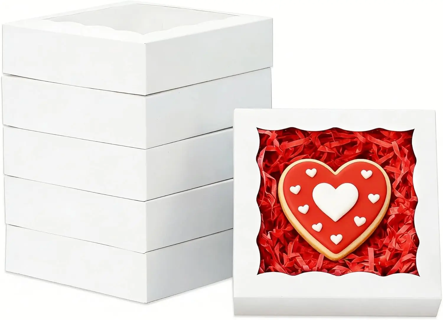 

50pcs Individual Cookie Boxes 4.5x4.5x1.2 inch Small Gift Boxes Single Treat Box Mini Dessert Box White