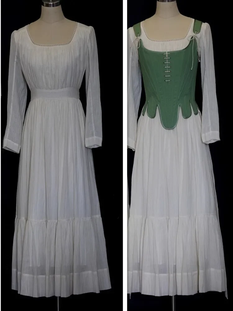 82-94cm Bust Green Corset Women Vintage Elegant Adjustable Fishbone Corset With Front Open Back Lace-Up Cotton Linen Corset Tops
