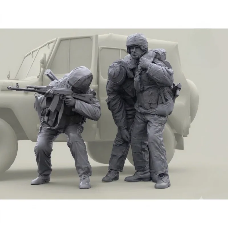 

1/35 Scale Resin Figure Assembly Kit for Modern Russian Infantry Rescue Operation 3-person Miniature Toy, Unassembled Unpainted