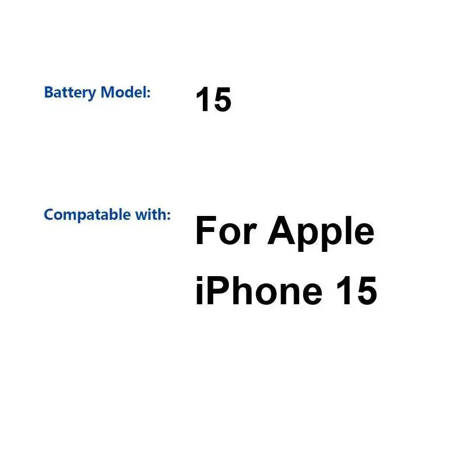 

Надежный источник питания Прочный аккумулятор для мобильного телефона 3349 мАч для Apple Iphone 15