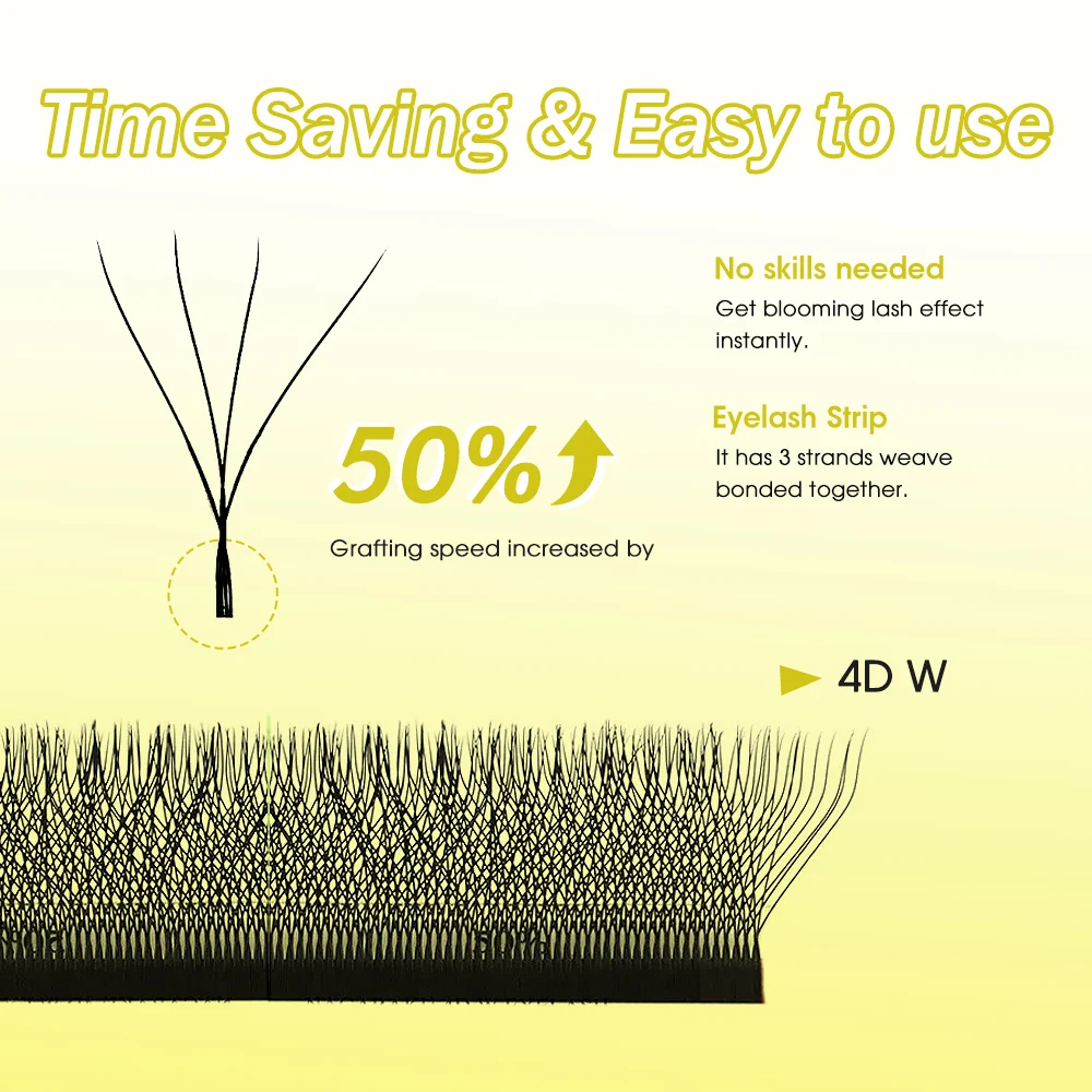 New Arrival Merrdear 4D W Shaped Eyelash Extension 0.07mm/0.1mm Thickness Flowering W Lashes Soft Natural Eyelashes Lightweight