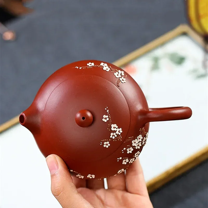 240ml Authentic Yixing Purple Clay Teapots Famous Handmade Xishi Tea Pot Ball Shaped Infuser Beauty Kettle Zisha Tea Set Gifts