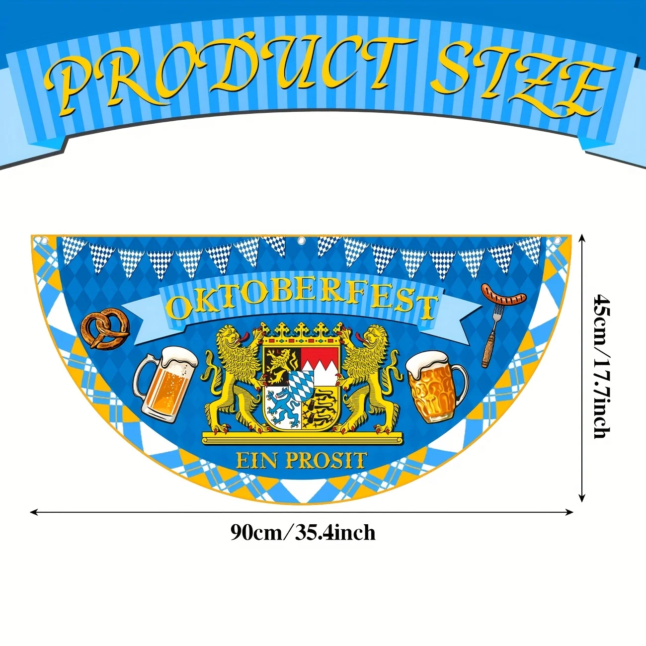 Oktoberfest Decoration Oktoberfest Bunting Beer Festival Pleated Fan Flag Bavarian Check Half Fan Flag Hanging Banners for - Image 3