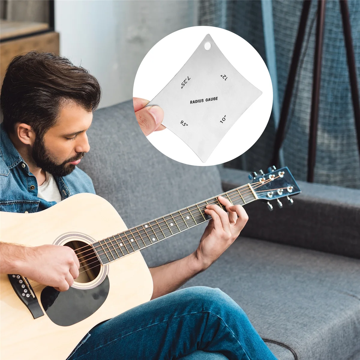 High-end 2pcs Guitar Fingerboard Fretboard Saddle Nut Radius Gauge Measuring Stainless Steel Tool