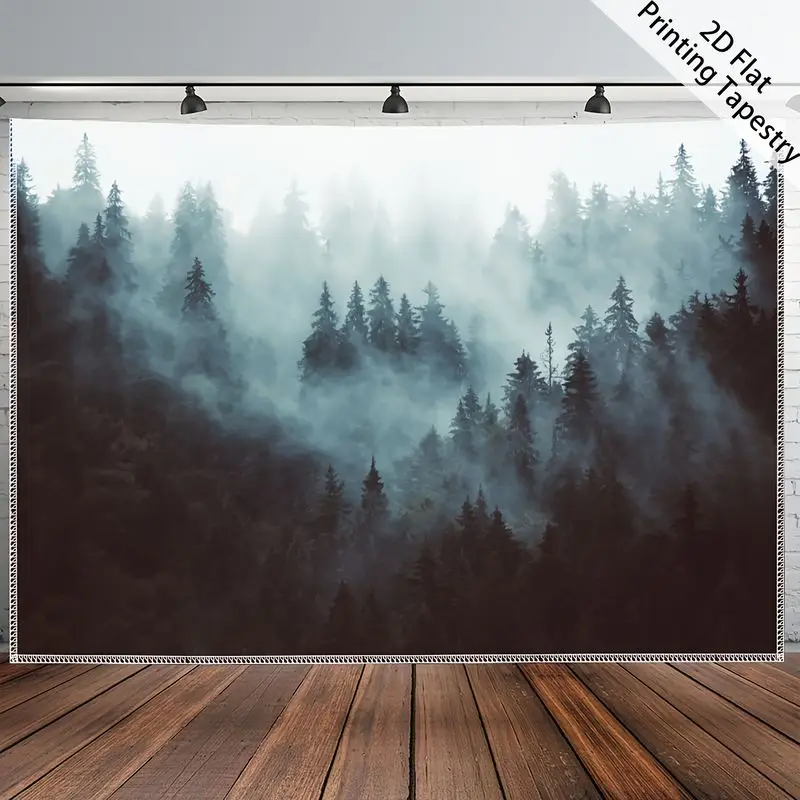 VIKAMA Nature Misty Pine Forest Natural Landscape Tapestry Wall Hanging Home Decor for Bedroom Living Room Dorm
