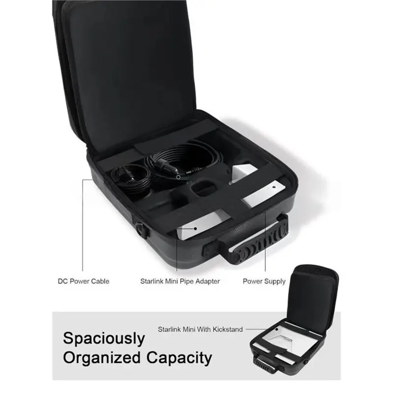 B04C-For Starlink Mini Hard-Shell Case With Shock Absorption Adjustable Shoulder Strap PVC Waterproof Material