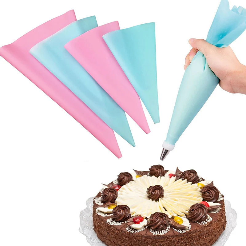 4 Stück wieder verwendbarer Spritz beutel Spritz beutel DIY Süßwaren Kuchen Cupcake Werkzeug Backen Dekorations spitze 25/30/35/40cm Seide Blumen werkzeuge