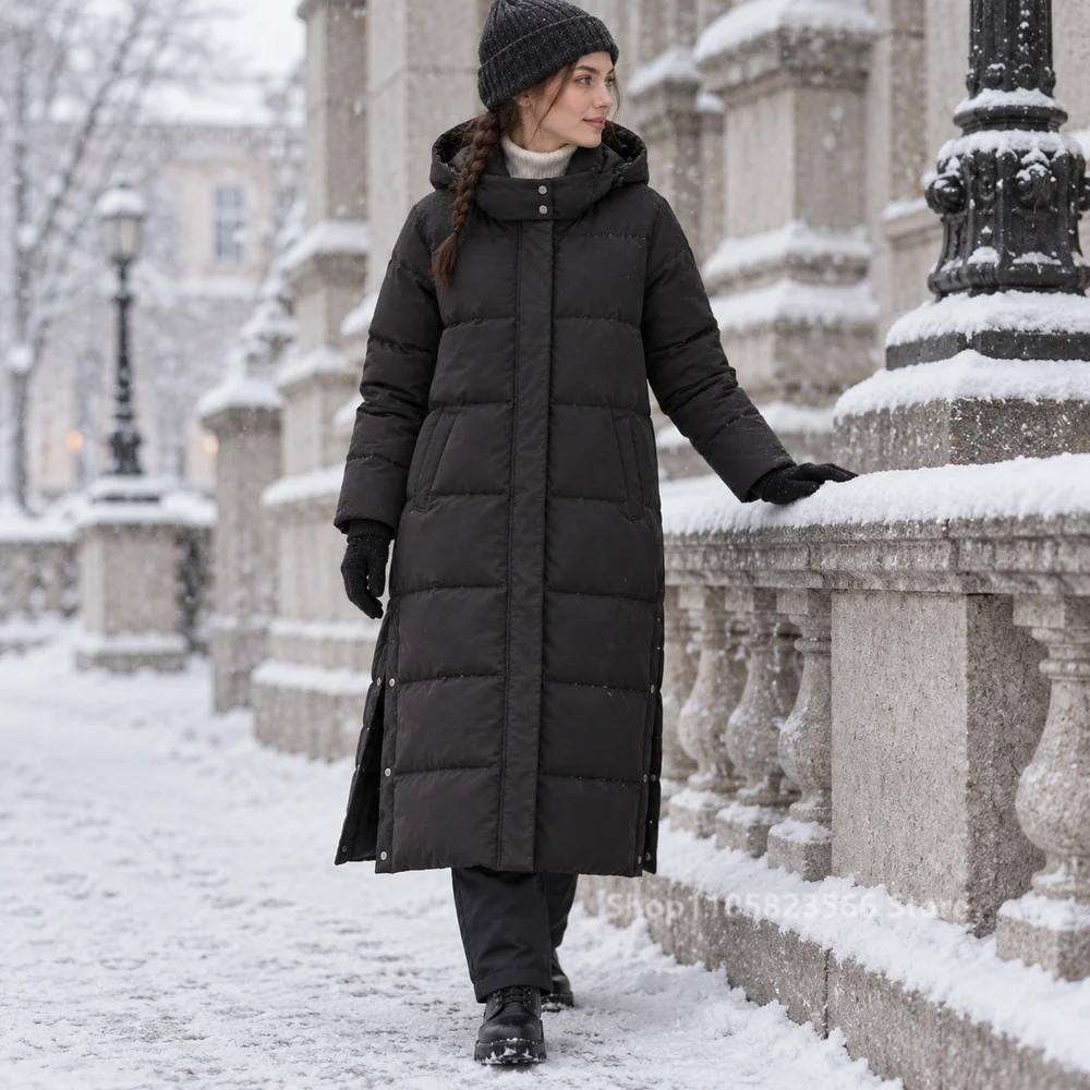 2026 Women Winter Long Parka Thickened Over Knee Padded Cotton Coat Loose Warm Quilted Jacket Outdoor Outerwear Зимняя парка