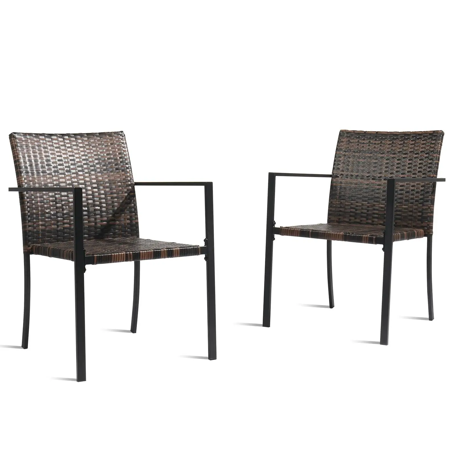 

Set of 2 Stackable Wicker for patio Chairs - All-Weather Firepit Armchairs with Armrests, Steel Frame for Outdoor Garden,