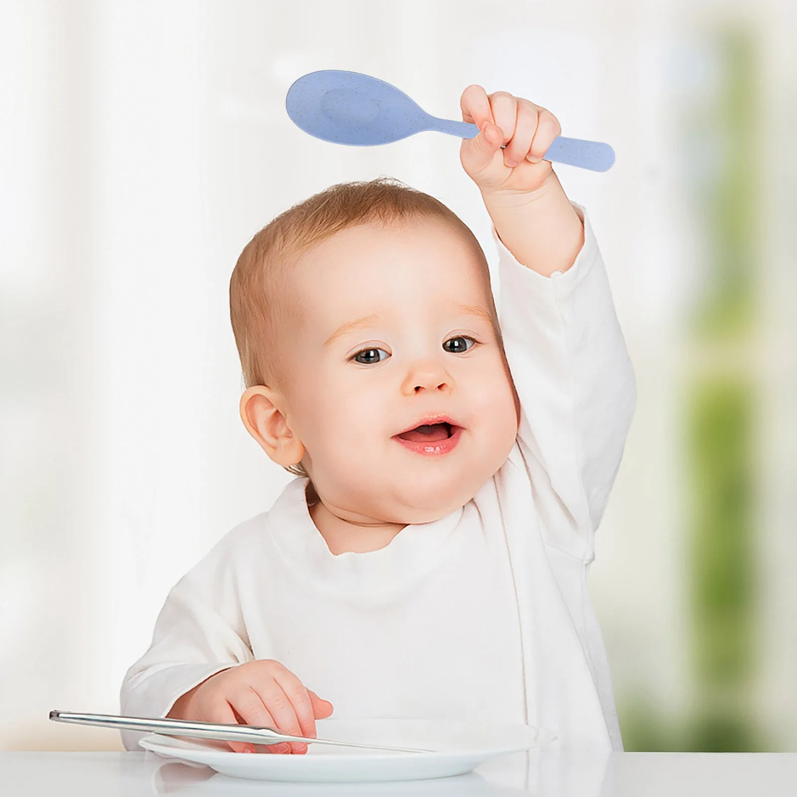 

6pcs Anti-scalding Spoons Reusable Eco-friendly Wheat Straw Soup Serving Utensils Plastic for Catering