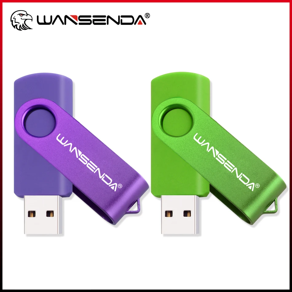 Wansenda USB 2.0แฟลชไดร์ฟ32GB pendrive โลหะ128GB 256GB การออกแบบการหมุน USB2.0ไดรฟ์8GB 16GB 64GB หน่วยความจำ