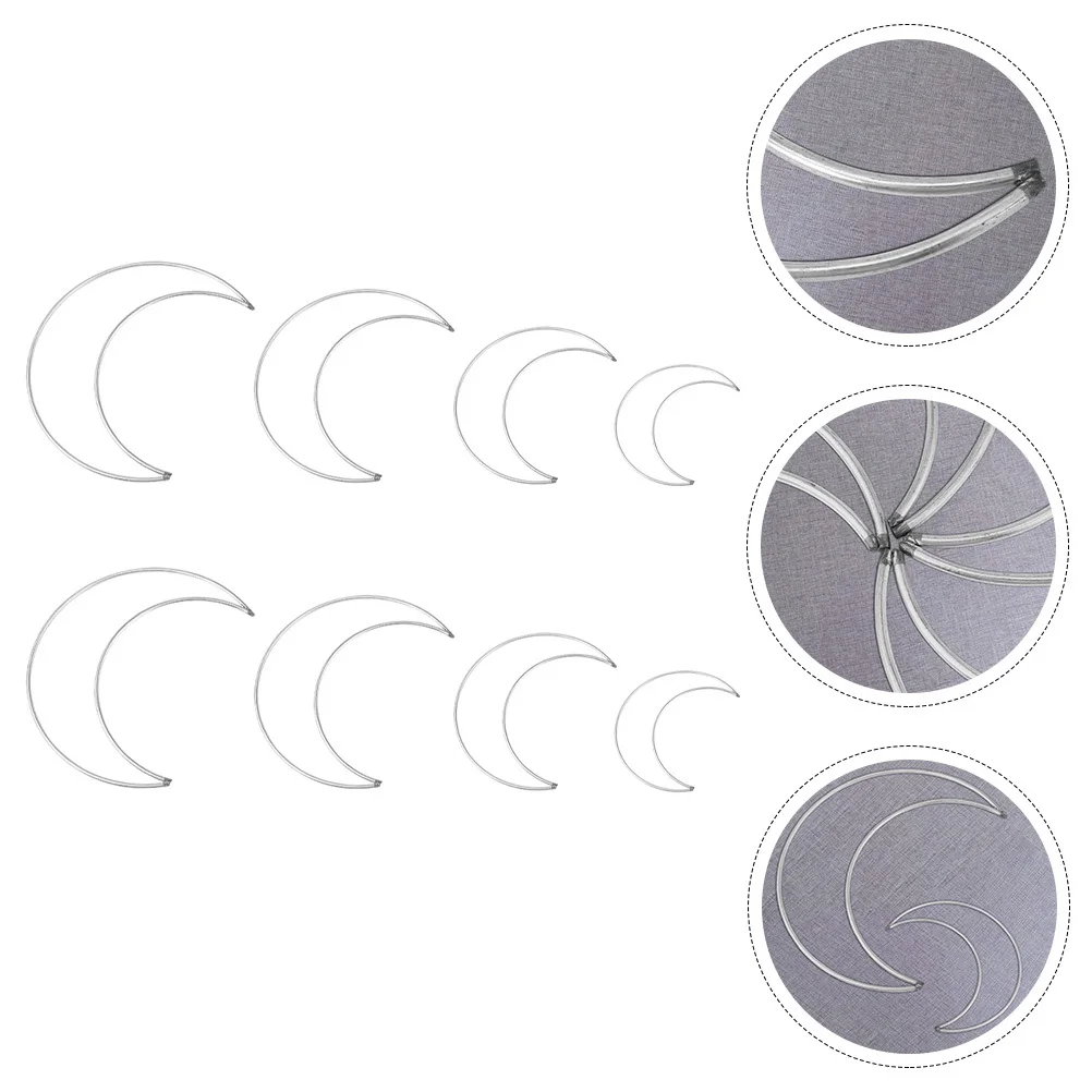 

8Pcs Moon Shape Iron Dream Catcher Rings Mixed Sizes DIY Dream Catcher Hoops Macrame Making Supplies Macrame Making Hoops