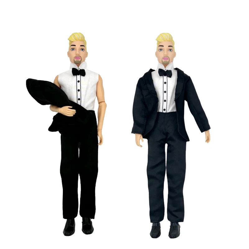 3 Sets Doll Clothing And Accessories Handmade Formal Business Suit Tuxedo Groom Clothes for 30cm/12in Ken Dolls