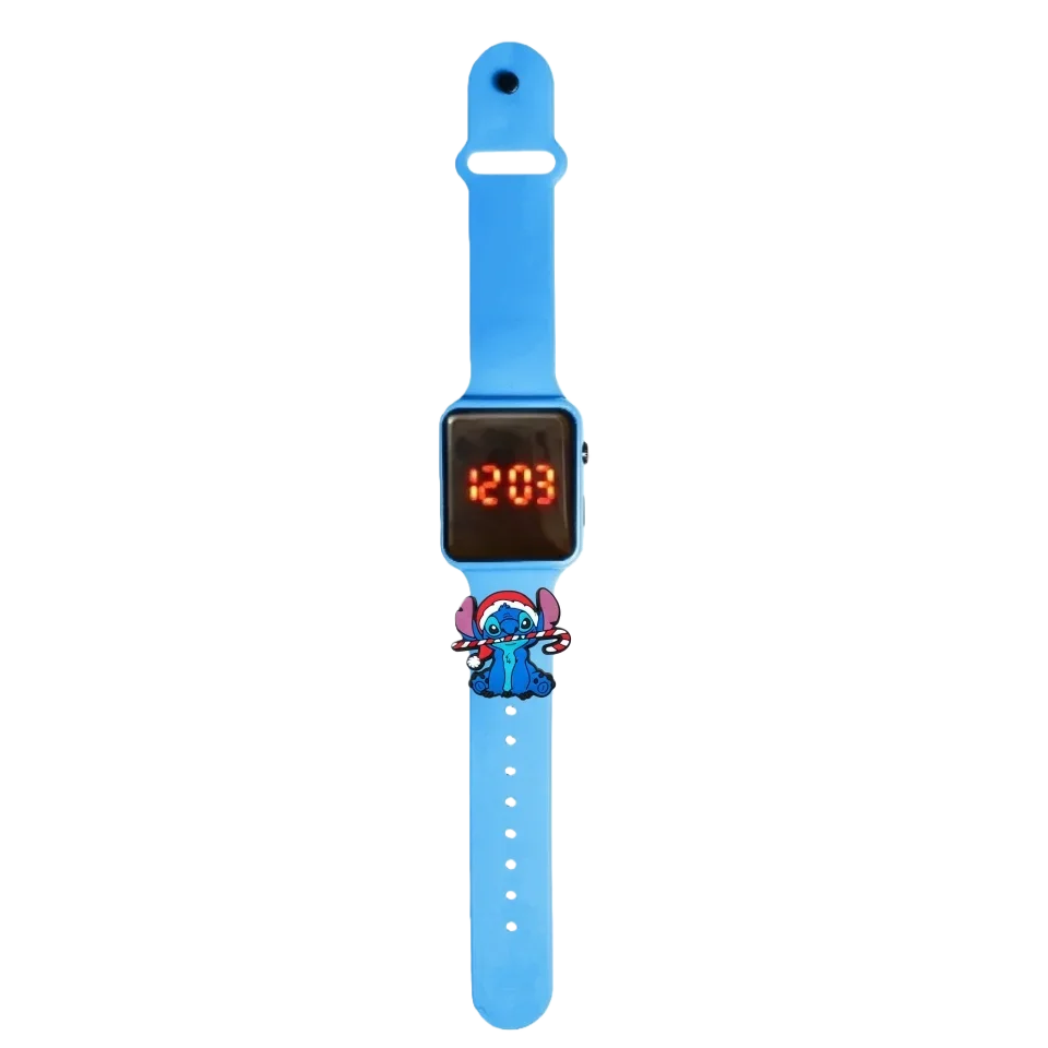 Jam Tangan Anak Stitch Jam Tangan Modis Kartun Jam Tangan Tampilan LED Digital Elektronik Jam Tangan Anak Hadiah Liburan Tahan Air