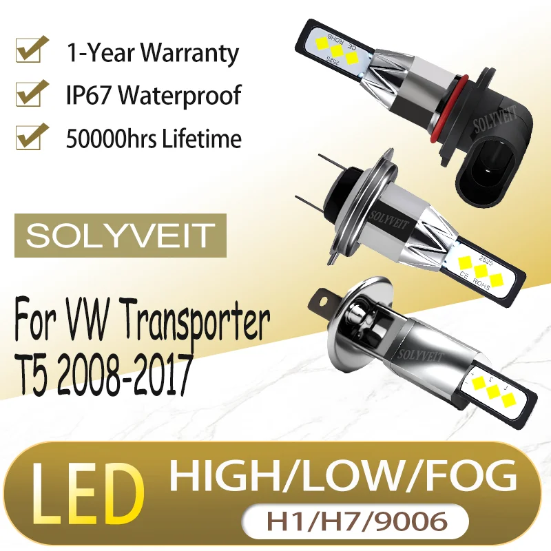 

Быстрореагирующие водонепроницаемые светодиодные фары H1 H7 9006 HIGH LOW FOG для VW Transporter T5 2008-2017