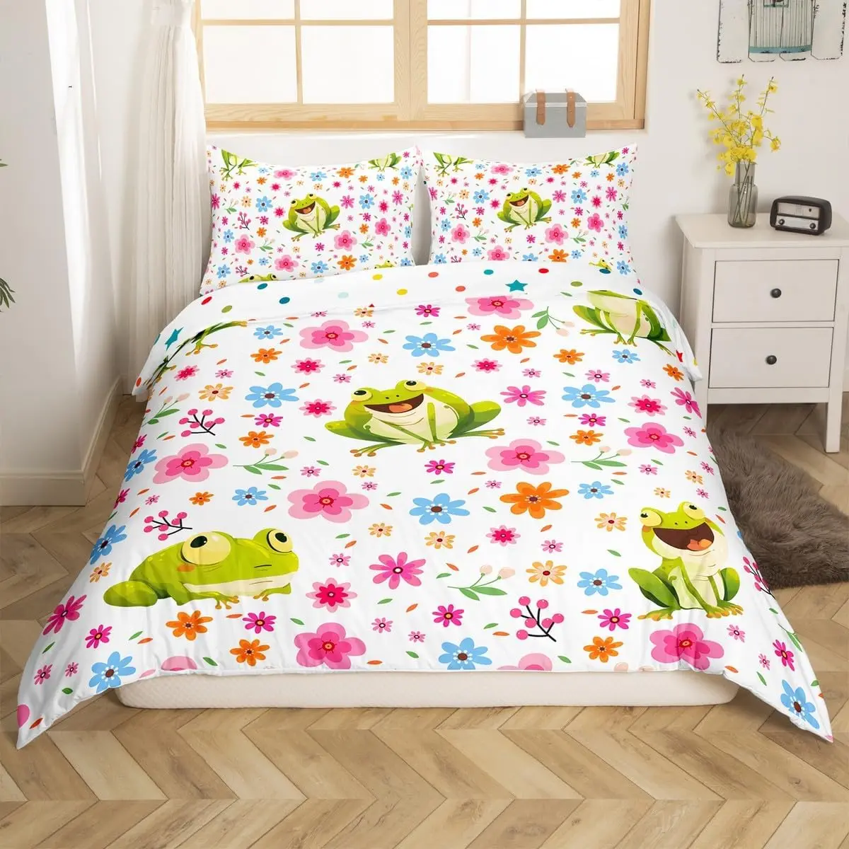 الدوبامين الملونة غطاء لحاف مطبوع الملكة الملك لطيف الحيوان غطاء لحاف طقم سرير أطفال بنات بنين 3 قطعة مع 2 سادات