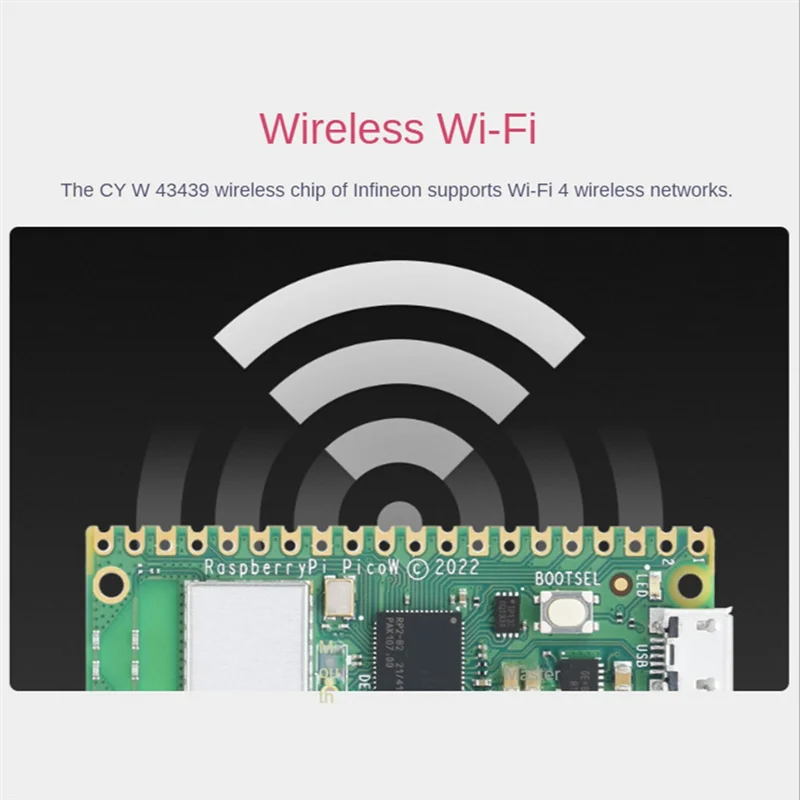 Para placa Pico W con módulo WIFI inalámbrico Placa de desarrollo RP2040 compatible con micro-python soldado