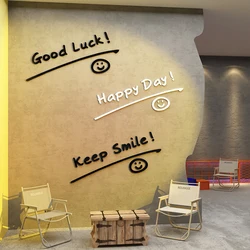 Creative Letter Good luck Wall Stickers for Living room 3D Smiley face Door sticker Shop window wall stickers Home decoration