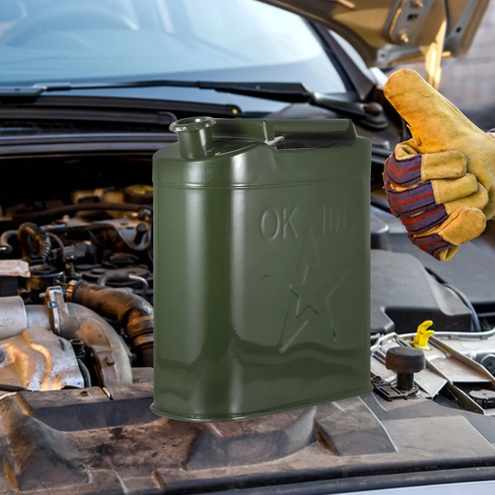 

1pc Heavy Duty Oil Tank Premium Steel Plate Durable Portable Multi-Function Oil Container For Car Generator Accessories