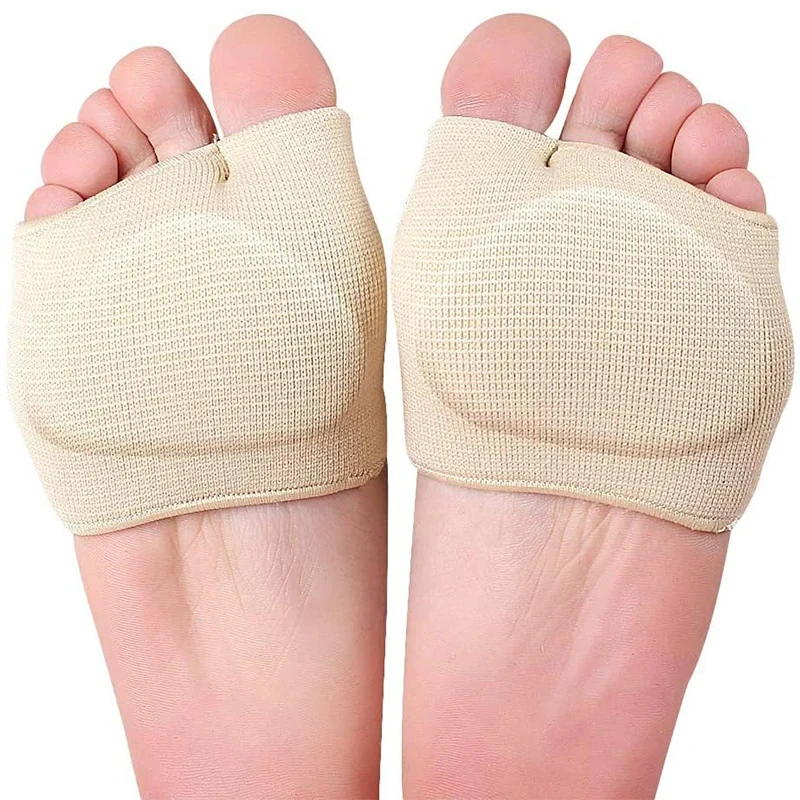 2PCS Silicone Metatarsal Sleeve Pads Half Toe Bunion Sole Forefoot Gel Pads Cushion Half Sock Prevent Calluses Blisters