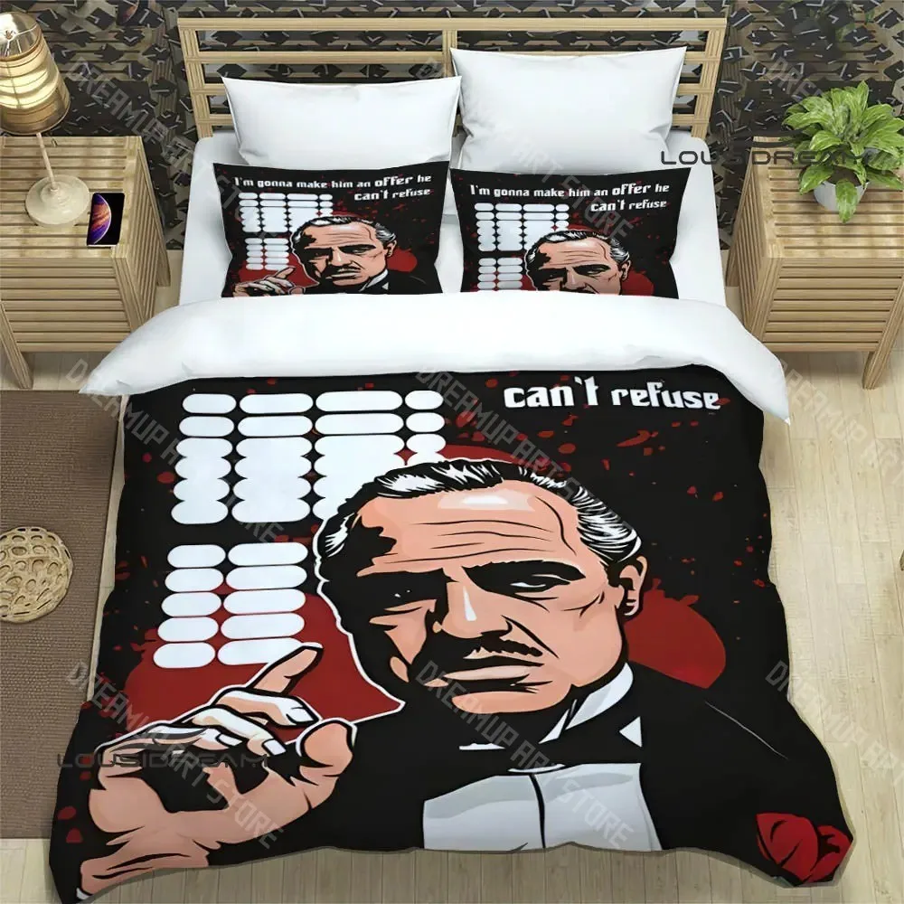 3D Printed Godfather Movie Bedding Set for Boys Girls Duvet Cover Pillowcase Included Twin Queen King Full Single Double Sizes