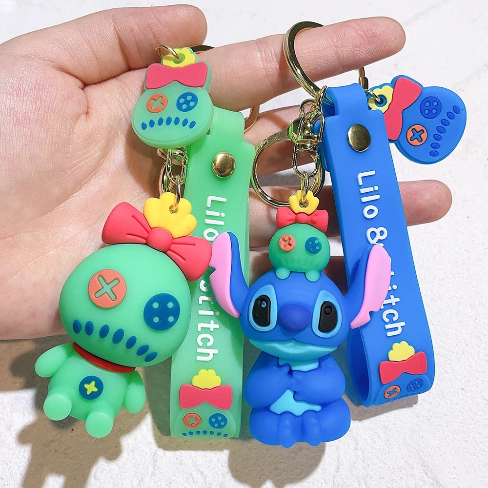 Cute Stitch Silica Gel Keychains Cartoon Lilo Stitch Anime Keyholder Disney Pendant Keyrings forBag Hanging Jewelry Gifts