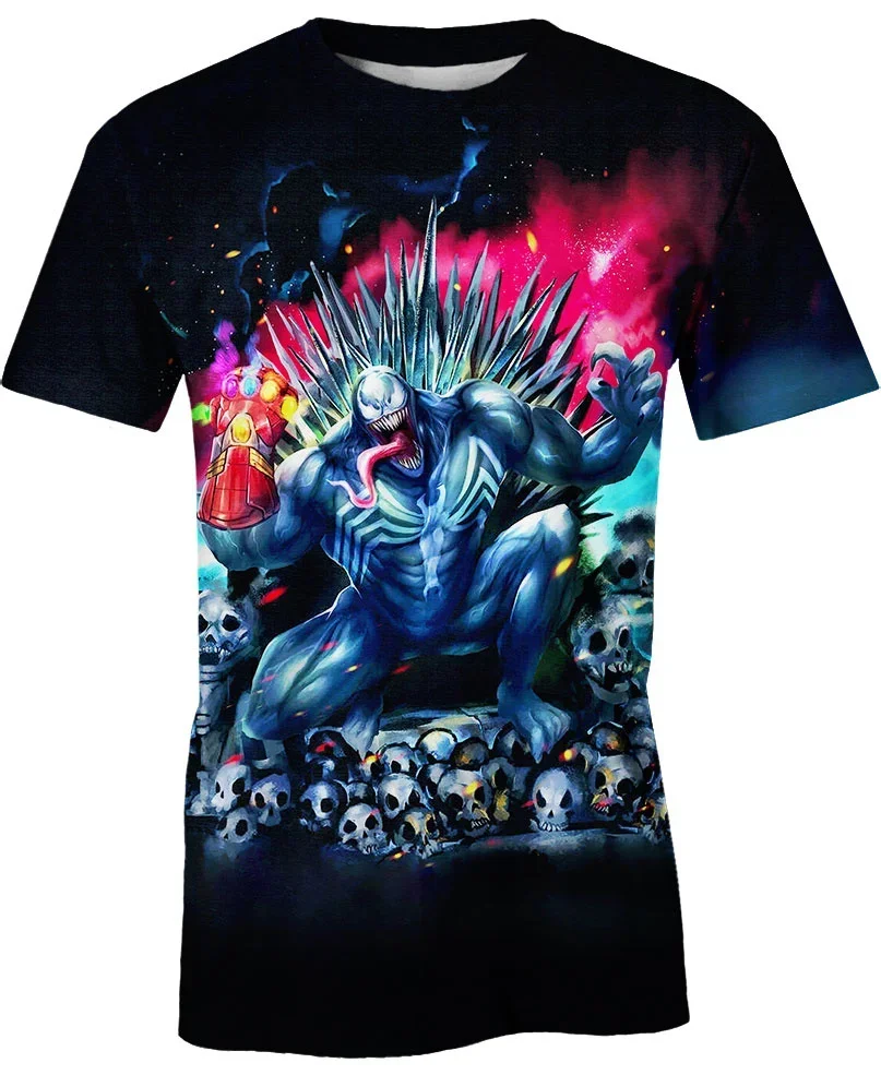 Marvel Deadpool Men's T-shirt 3D Printed Boys T-shirt Spider-Man 3D Printed Oversized Short Sleeve Avengers Venom Men's T-shirt