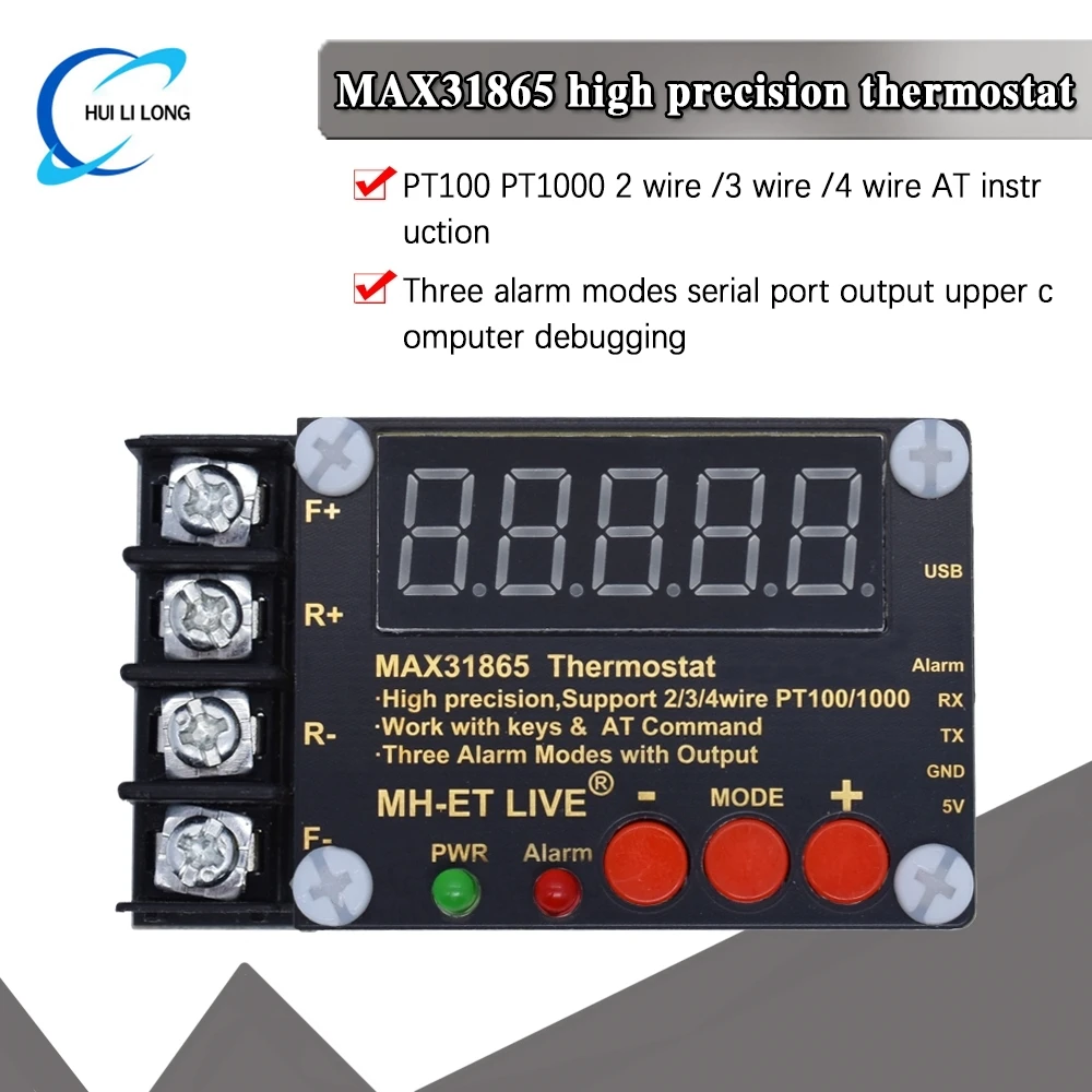 

MAX31865 high precision isolated temperature collector module PT100 serial port output upper computer software debugging