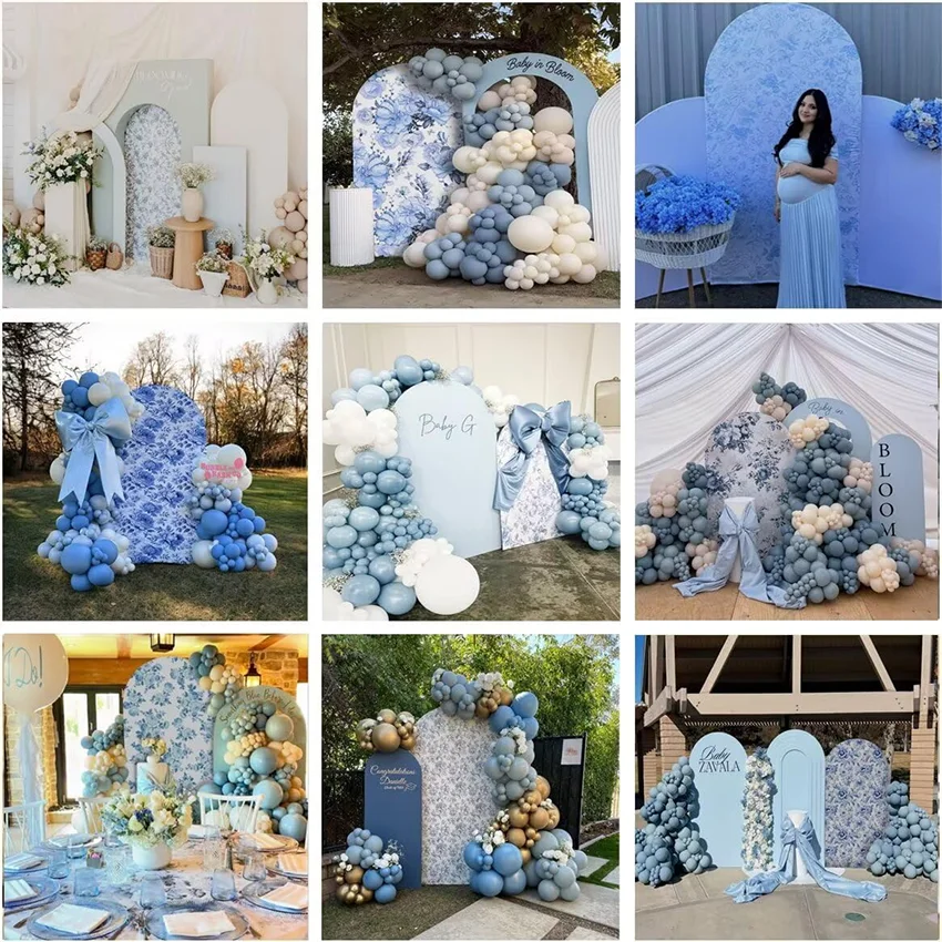 Mehofond مخصص 2-الجانب الأزرق تويلي زهرة الاطفال حفلة عيد ميلاد الزفاف دش يغطي كيارا قوس خلفية ديكور خلفية