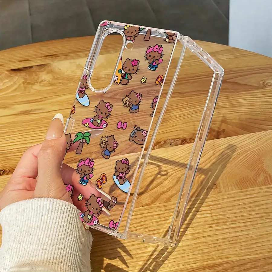 Case for Samsung Galaxy Z Fold 8 Ultra Z Flip 6 5 4 3 Z Fold 7 6 5 4 3 ZFold8Ultra Transparent Soft Phone Cover Sanrio Hello - view 4