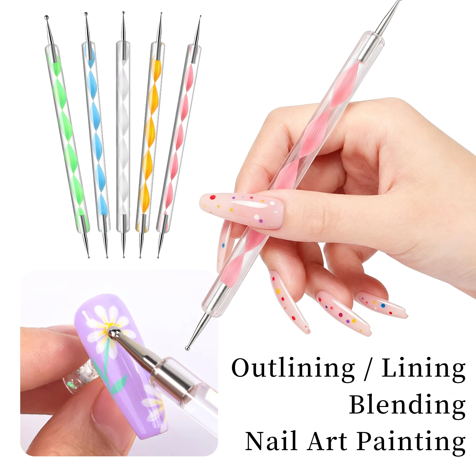 5Pcs Dual‑ended Nail Dotting P - Nail Art Dotting Tool review and price