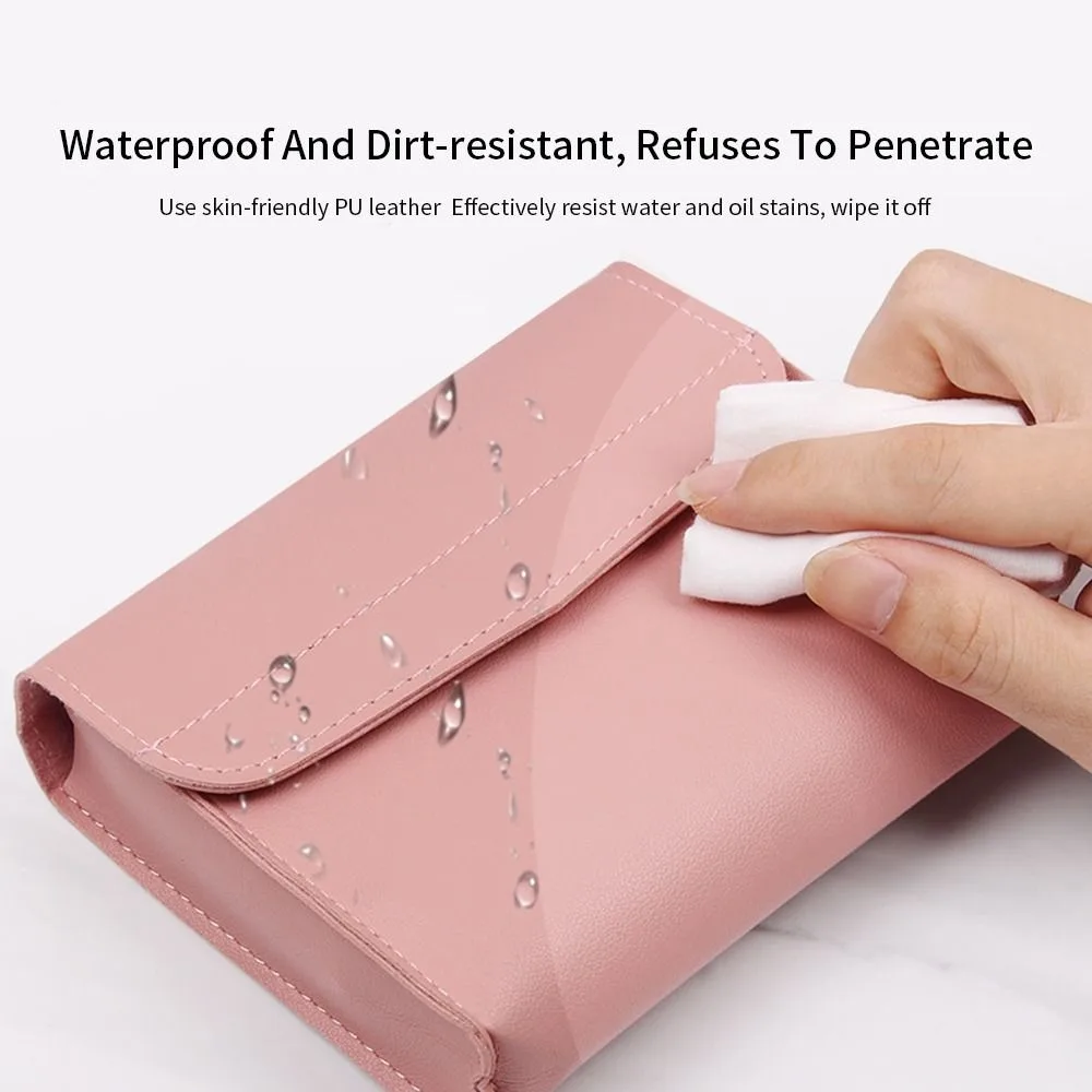 Sac de rangement d'alimentation Portable en cuir PU pour ordinateur Portable, facile à nettoyer, sac de rangement de câble USB de couleur unie, pochette de rangement étanche pour souris