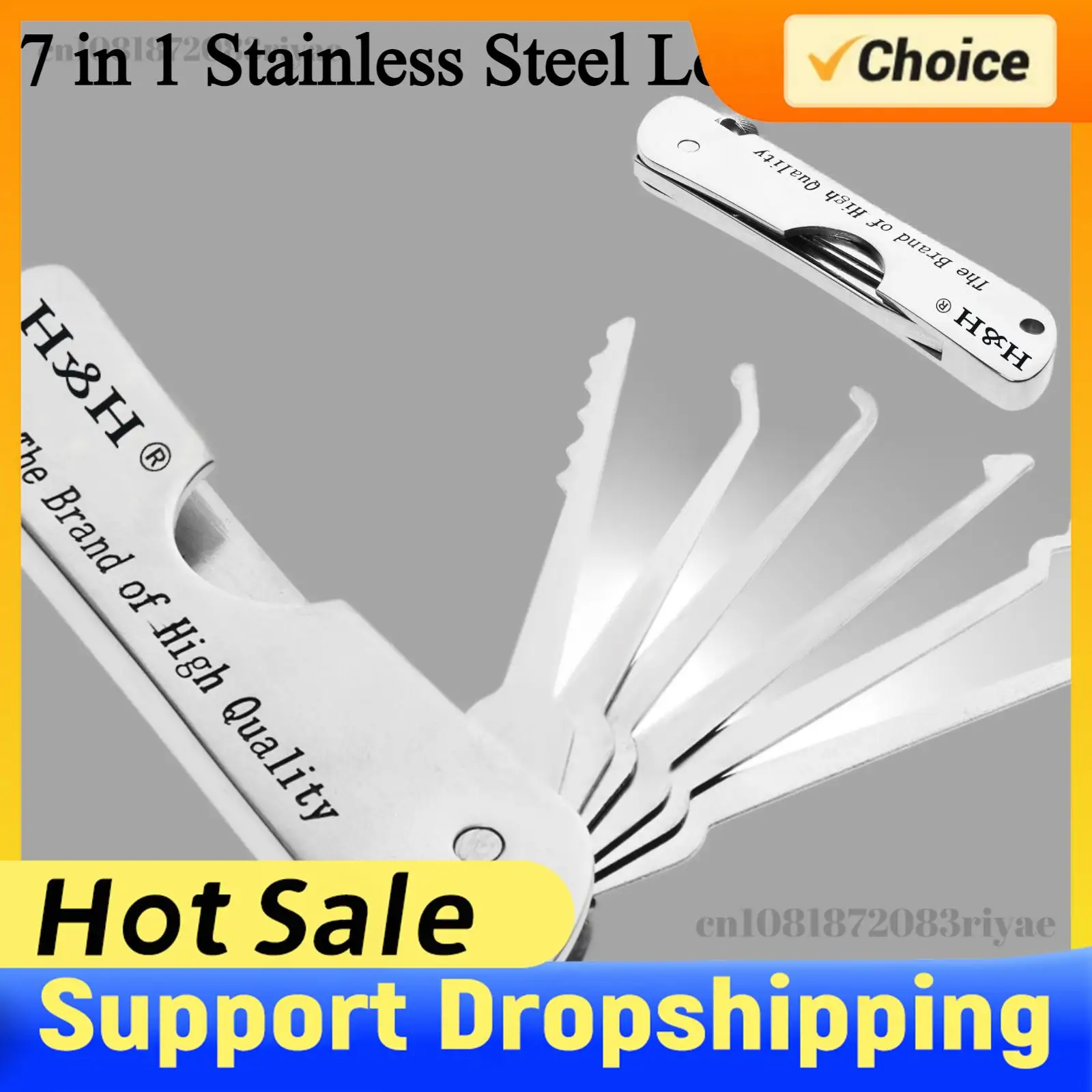 

7 in 1 Compact Lock Picking Set Rust-resistant Versatile Door Open Keys Replacement Mini Hooks Remover Kit Training Lock Tool