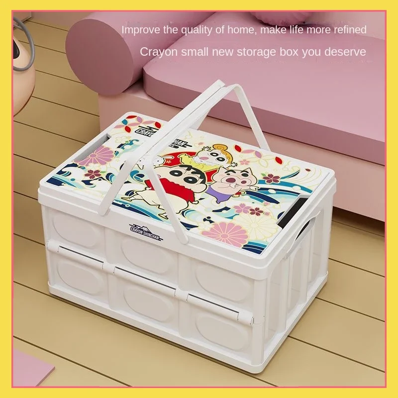 

Anime Crayon Shin chan Peripheral Storage Box Foldable Outdoor Camping Organizer Cute Cartoon Home Clothes Toy Storage Box