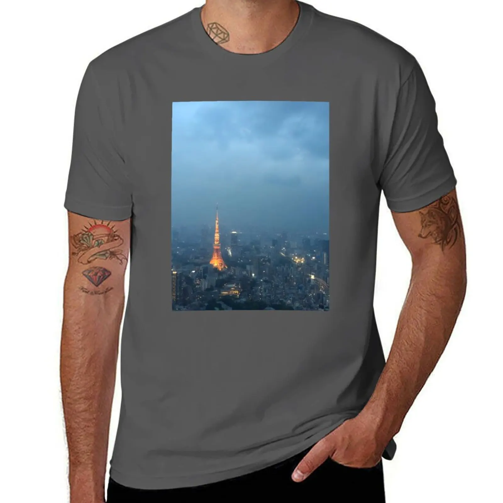 

night Tokyo at tower T-Shirt Classic Crew Neck Cotton T-Shirt