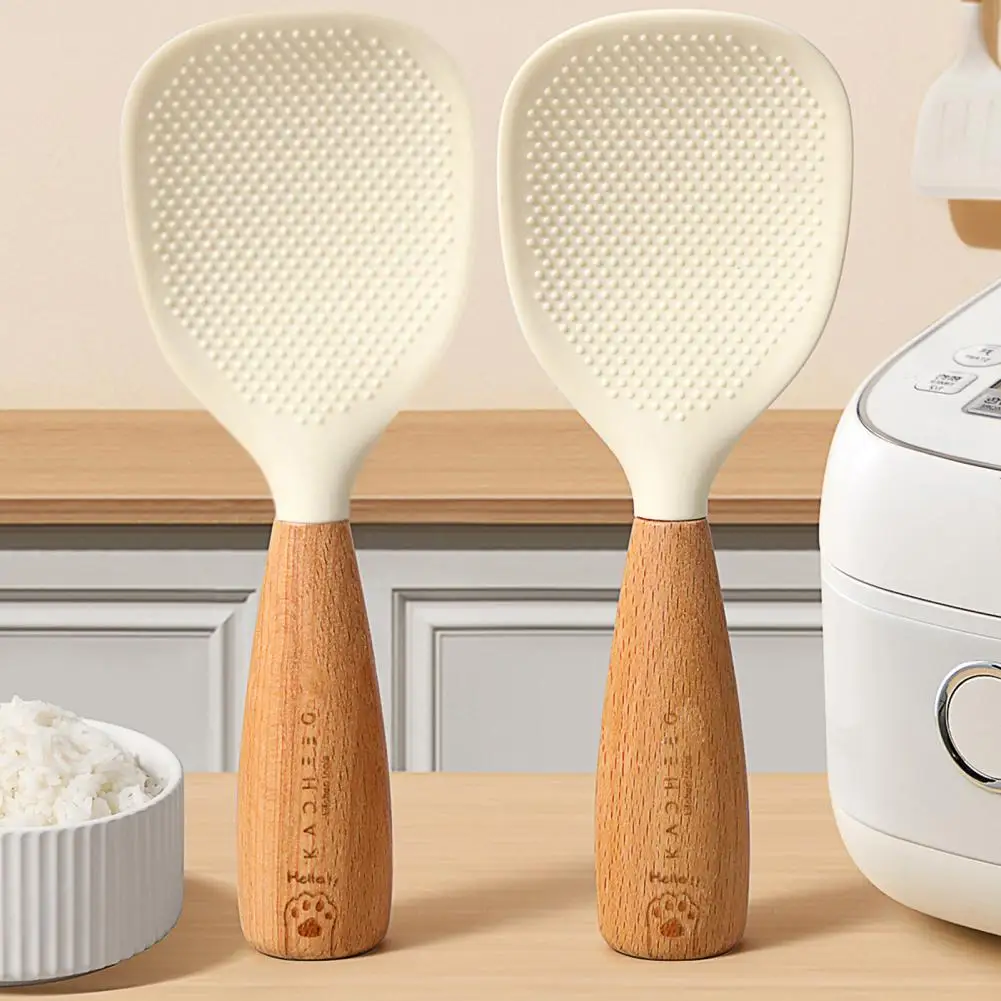 Durable Silicone Cooking Tool Silicone Rice Spoon with Standing Feature Non-stick Food Grade Serving Spatula High Temperature