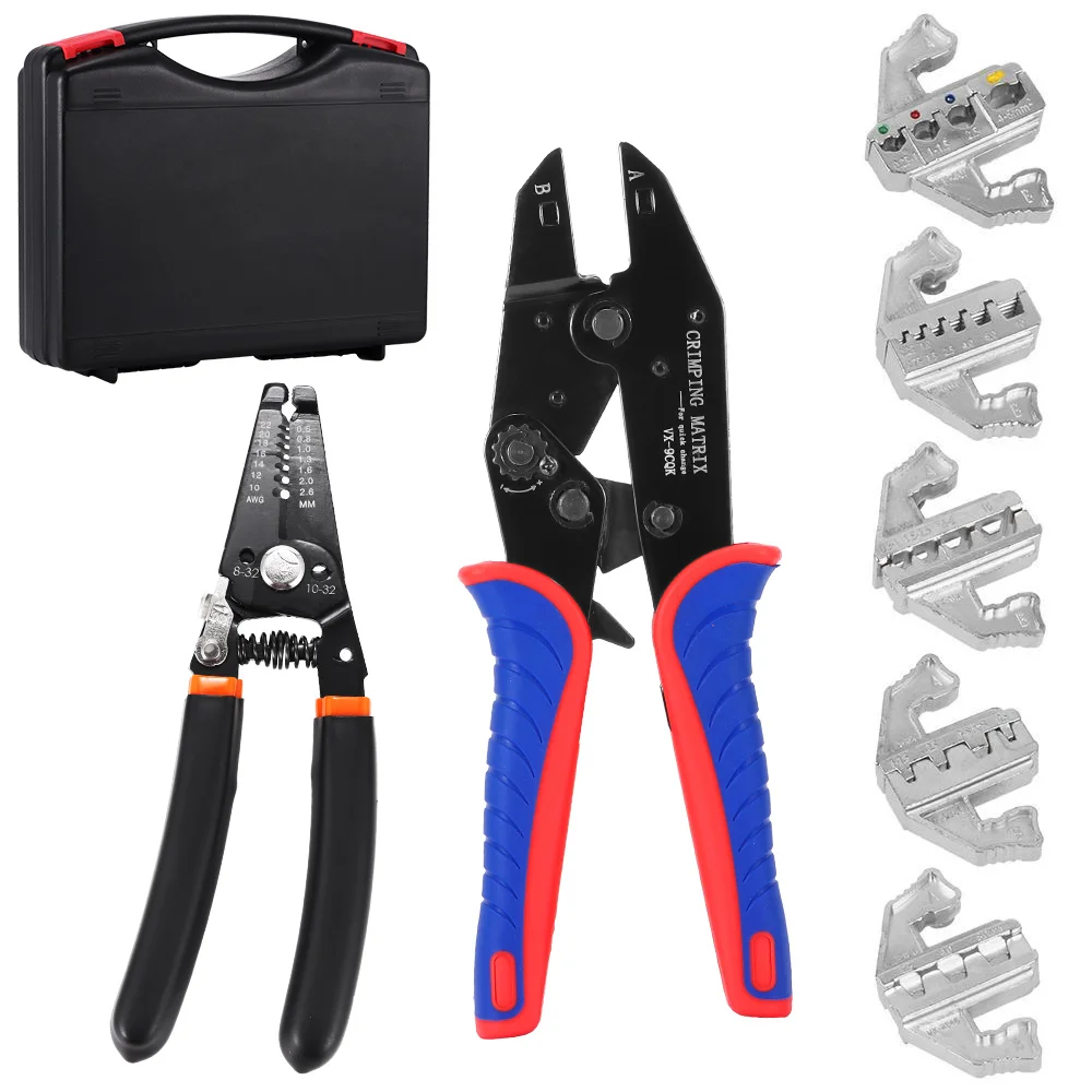 7pcs/Set Ratchet Crimping Pliers Quick Change Pliers Clamp Cable Duct Plug Insulated Terminal Kit Multifunctional Power Tools