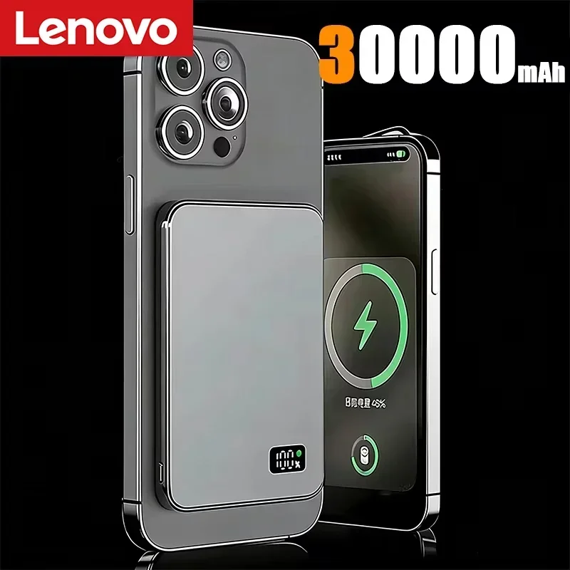 Lenovo 50000mAh Powerbank 3 IN 1 Schlanke Magnetische Kabellose Powerbank 22,5W Externer Akku für MagSafe für iPhone Samsung 2026