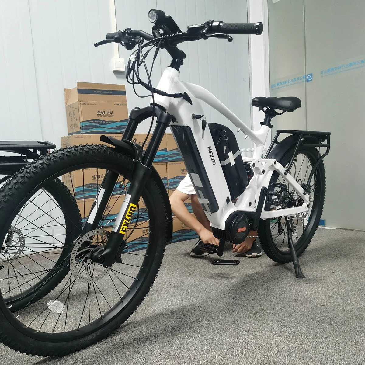 HEZZO Dual Battery Electric Bicycle 52V 1000w BAFANG M620 Mid Drive Ebike 27.5Inch 40Ah LG Mountain Ebike 9 Speed 150km Emtb