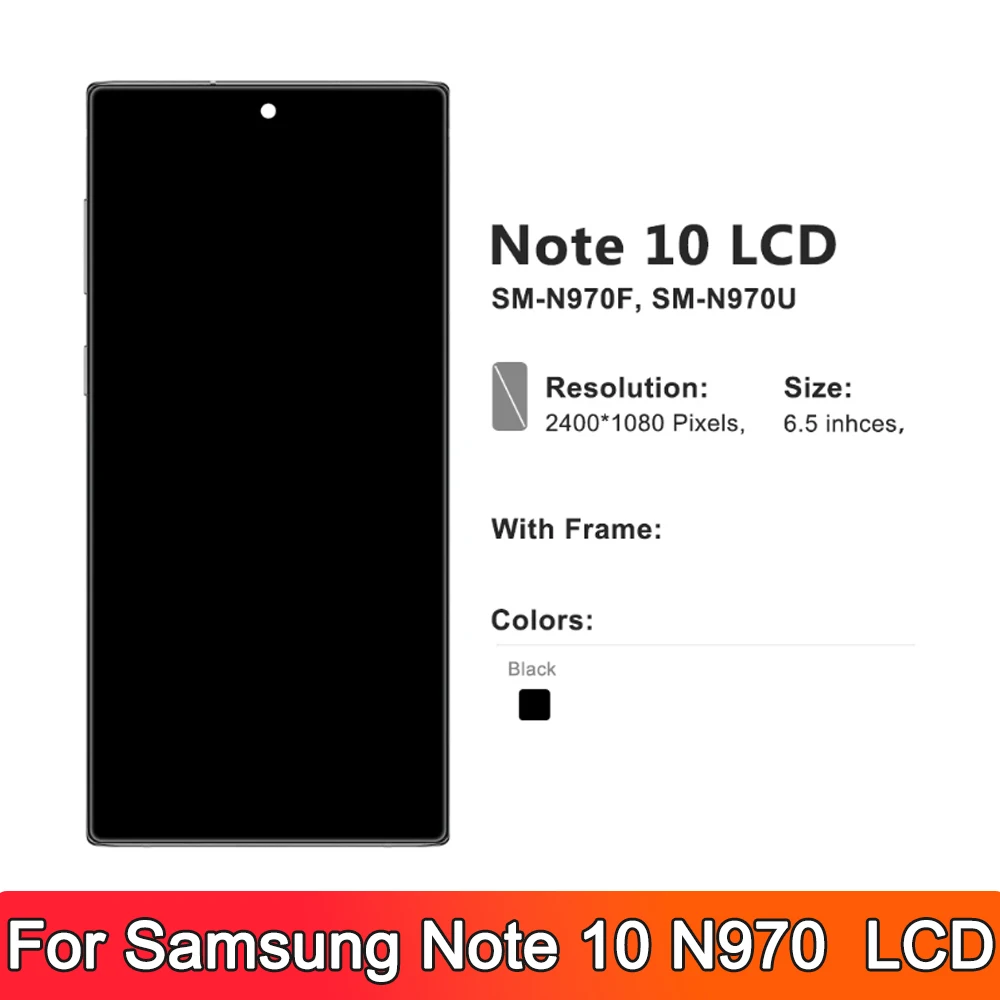 100% Test Display For Samsung  Note 10 With Frame LCD Screen 6.3" Note10 SM-N970F N970A N970F/DS N970N LCD TFT Screen Parts