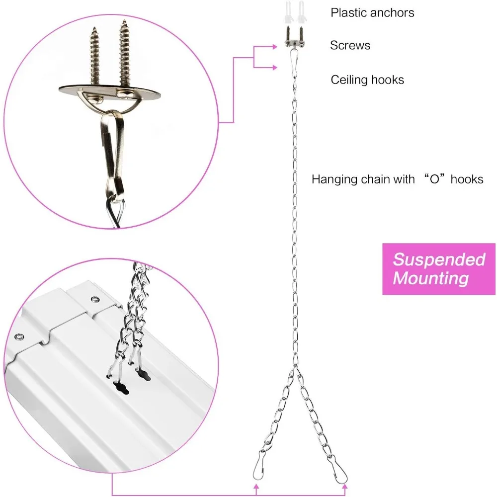 4er-Pack 4FT LED-Wachstumslichter mit 50 W Vollspektrum für Hydrokultur-Sämlinge im Gewächshaus, zum Einstecken, Ein-/Aus-Zugkette im Lieferumfang enthalten