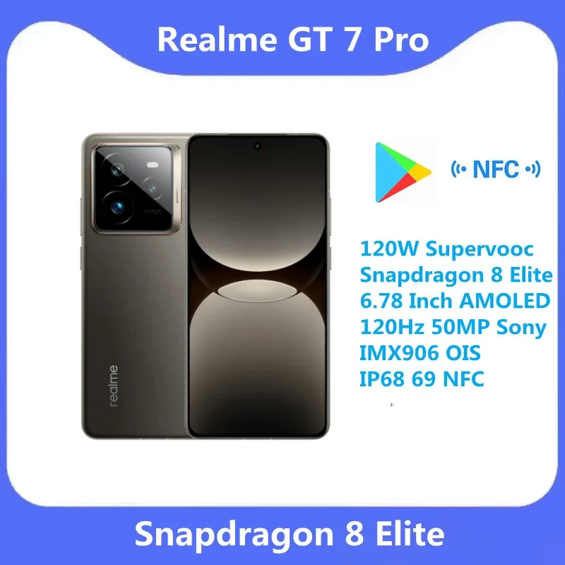 Unlocked Original Realme GT 7 Pro 6500mAh 120W Supervooc Snapdragon 8 Elite 6.78 Inch AMOLED 120Hz 50MP Sony IMX906 OIS IP68 69