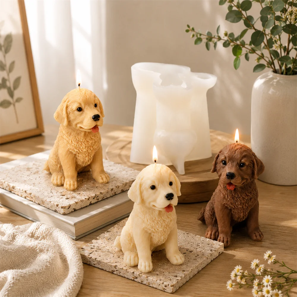Golden Retriever Silicone Candle Mold DIY Dog Candle Mold for Soy Wax Aromatherapy Candle Making Plaster Soap Home Decor Gift view 2