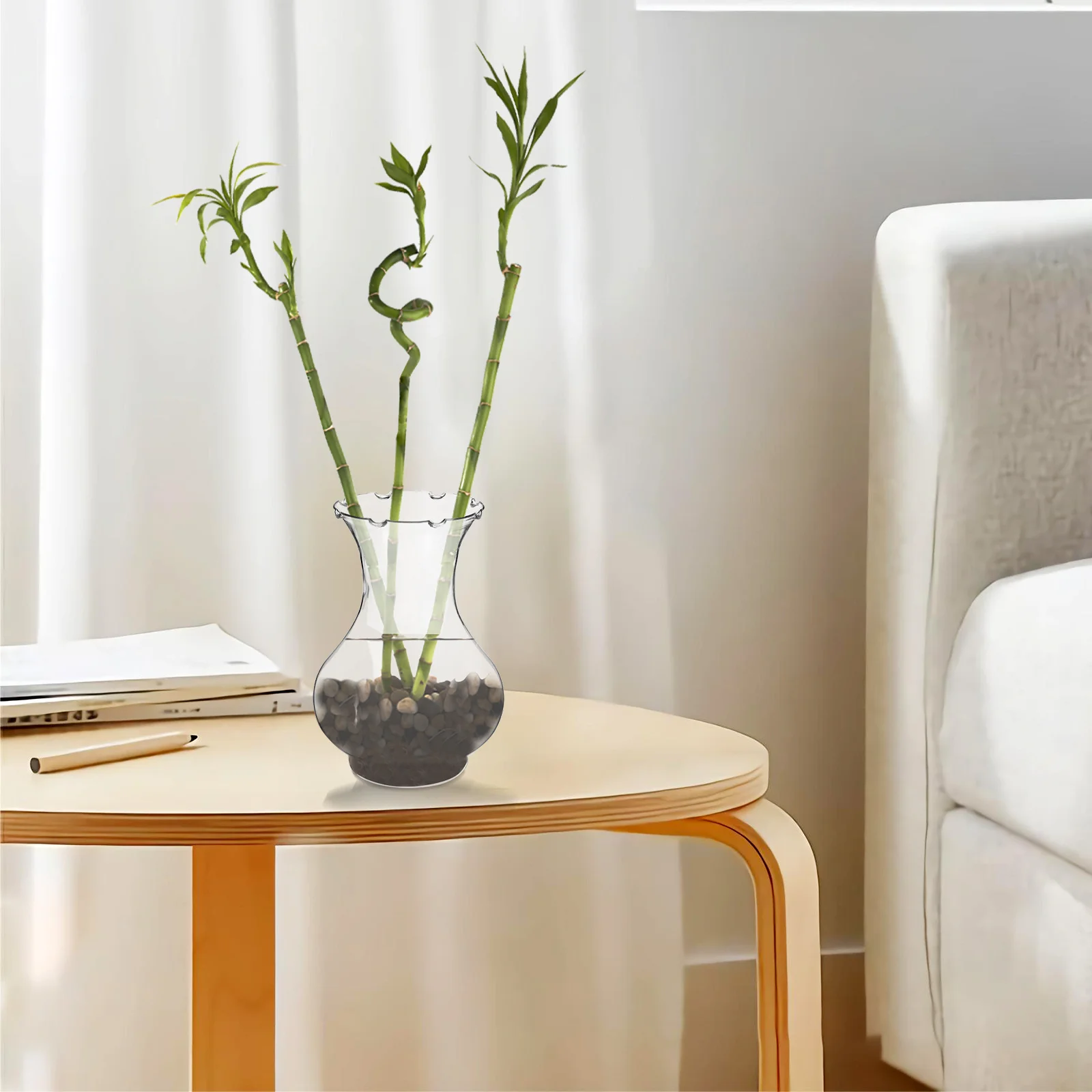 

4pcs Small Clear Plastic Hydroponic Vase For Hyacinth Tulip Daffodil Stable Base Table Centerpiece Decorative Plant Container