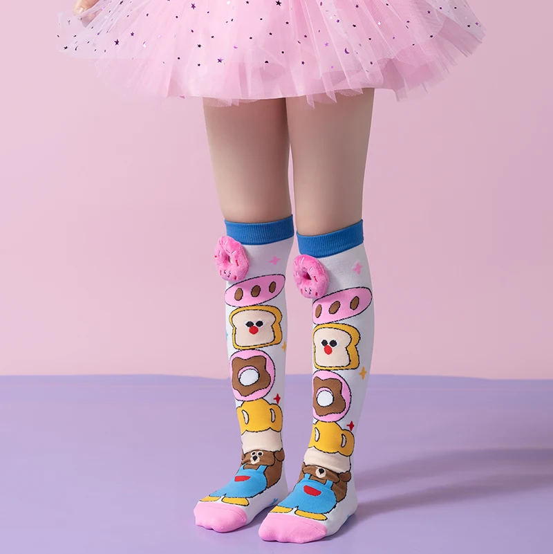 Lovely Children Spring Autumn Over The Knee Socks Vibrant Stereoscopic Cartoon Sweet Candy Food Motif Decor Breathable Stockings