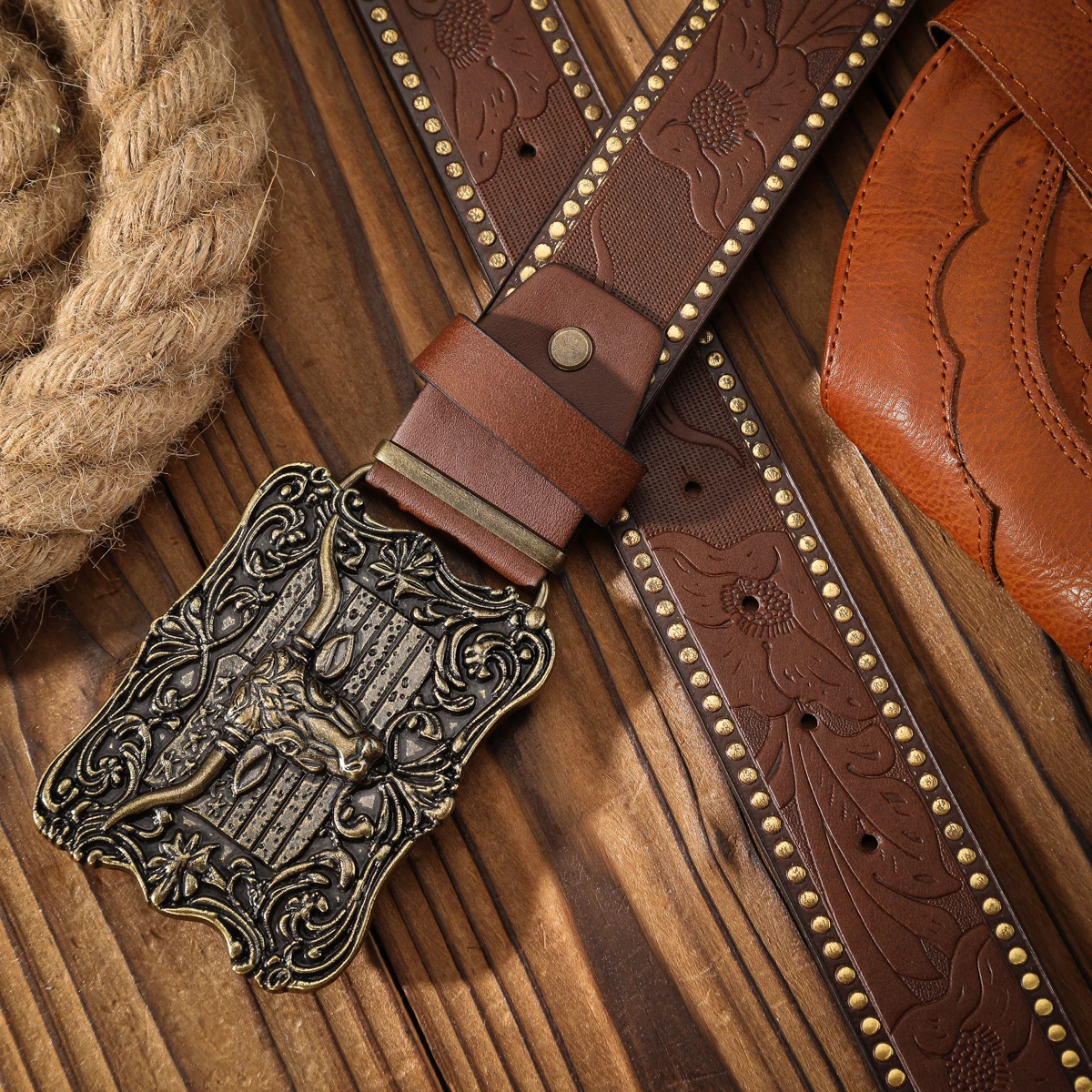 1pc PU Belt Suitable for Both Men and Women, Combining the Style of Western Denim and Retro, Is Perfect for Daily Casual Outings