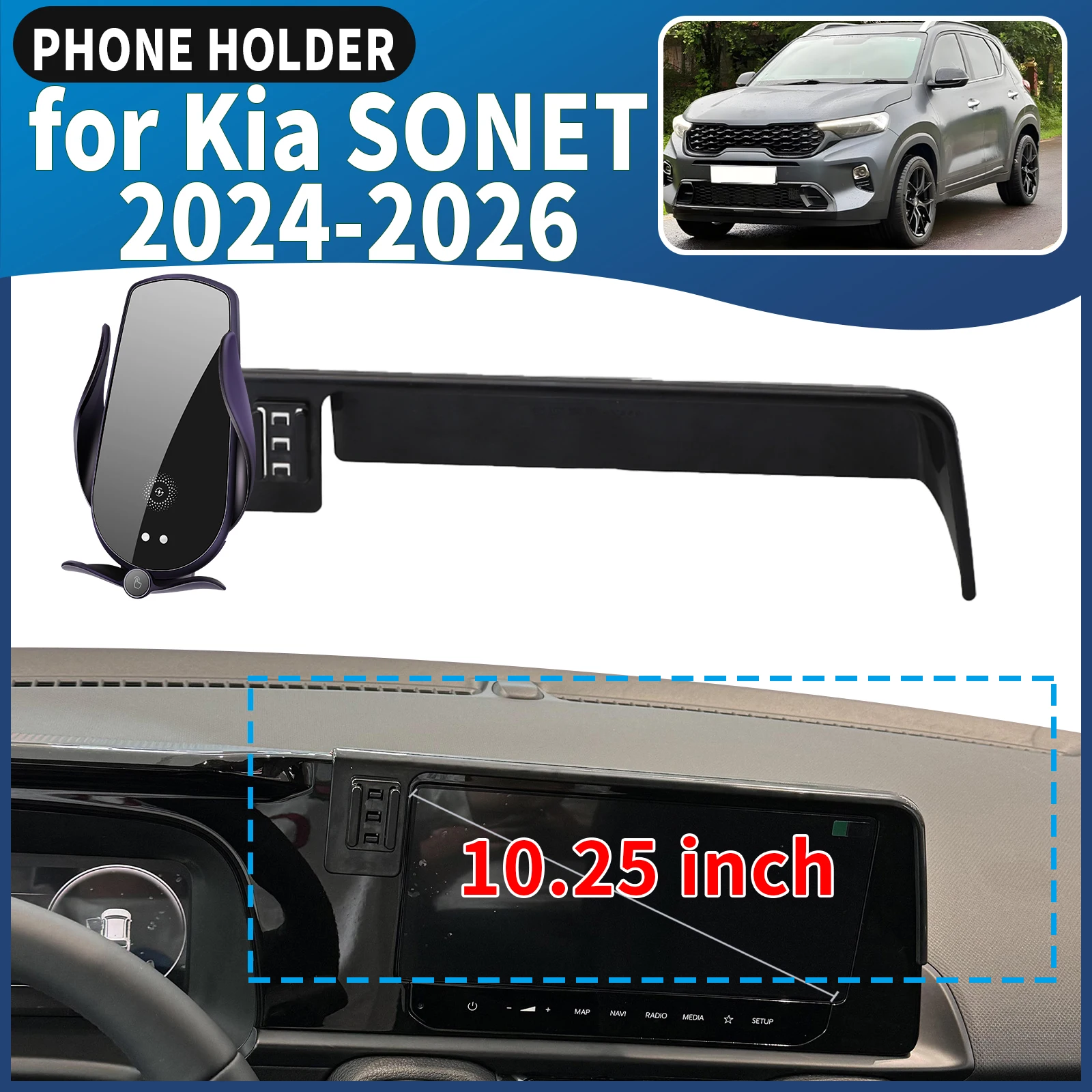

fit for Kia SONET 2024 2025 2026 Car Phone Holder Mount Vehicle-Specific GPS Navigation Easy Installation accessoires