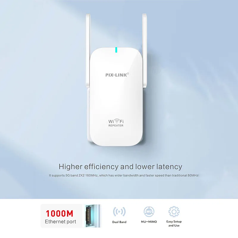 PIX-LINK WiFi 6 Repeater AX3000M Dual Band Gigabit Ethernet AP Mode 5 Antennas Beamforming OFDMA WPS Easy Setup AX13