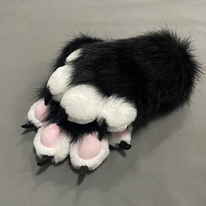 ถุงมือขนยาวแบบกำหนดเอง Furry PAWS ชุดคอสเพลย์ขนสัตว์ Kigurumi แบบกำหนดเอง คู่ของถุงมือขนสัตว์การ์ตูน Furry PAWS ชุดคอสเพลย์ขนสัตว์