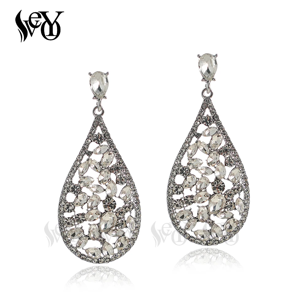 VEYO Classic Crystal Rhinestone Drop Earrings Vintage Hollow Party Dangle Earrings For Women Gift New